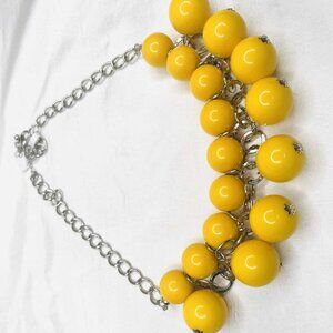 Vintage Yellow Ceramic Bead Necklace – Statement Style, 1990s